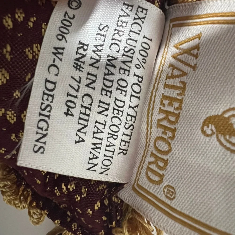 Waterford Linens Burgundy Gold Metallic Tassel Trim Throw Pillows Set of 2 12x12